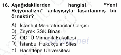 Mimarlik Tarihi 2013 - 2014 Ara Sınavı 16.Soru