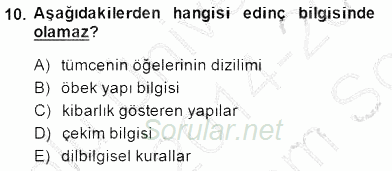 Genel Dilbilim 1 2014 - 2015 Dönem Sonu Sınavı 10.Soru