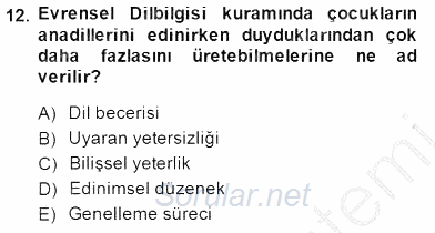 Genel Dilbilim 1 2014 - 2015 Dönem Sonu Sınavı 12.Soru