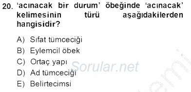 Genel Dilbilim 1 2014 - 2015 Dönem Sonu Sınavı 20.Soru