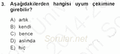 Genel Dilbilim 1 2014 - 2015 Dönem Sonu Sınavı 3.Soru