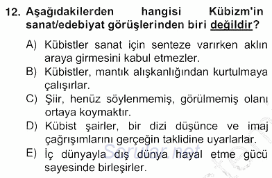 Yeni Türk Edebiyatına Giriş 2 2012 - 2013 Ara Sınavı 12.Soru