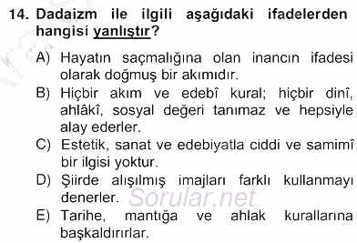 Yeni Türk Edebiyatına Giriş 2 2012 - 2013 Ara Sınavı 14.Soru