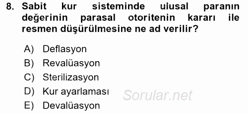 Uluslararası İktisat Politikası 2017 - 2018 Dönem Sonu Sınavı 8.Soru