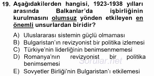 Atatürk İlkeleri Ve İnkılap Tarihi 2 2012 - 2013 Ara Sınavı 19.Soru