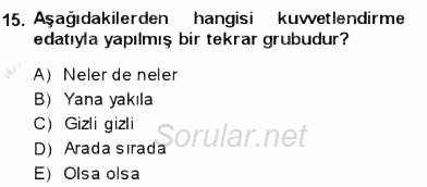 Türkçe Cümle Bilgisi 1 2013 - 2014 Ara Sınavı 15.Soru