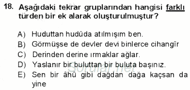Türkçe Cümle Bilgisi 1 2013 - 2014 Ara Sınavı 18.Soru