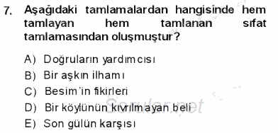 Türkçe Cümle Bilgisi 1 2013 - 2014 Ara Sınavı 7.Soru