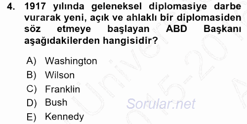 Diplomasi Tarihi 2015 - 2016 Ara Sınavı 4.Soru