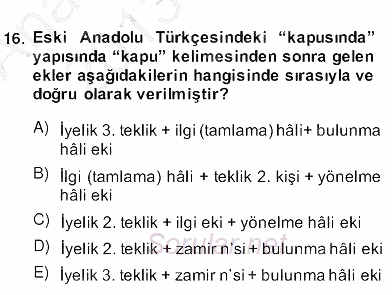 Türk Edebiyatının Mitolojik Kaynakları 2013 - 2014 Ara Sınavı 11.Soru