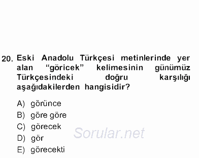 Türk Edebiyatının Mitolojik Kaynakları 2013 - 2014 Ara Sınavı 15.Soru
