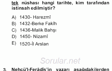 Türk Edebiyatının Mitolojik Kaynakları 2013 - 2014 Ara Sınavı 2.Soru