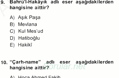 Türk Edebiyatının Mitolojik Kaynakları 2013 - 2014 Ara Sınavı 7.Soru