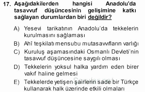 Türk Halk Şiiri 2013 - 2014 Ara Sınavı 17.Soru