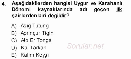 Türk Halk Şiiri 2013 - 2014 Ara Sınavı 4.Soru