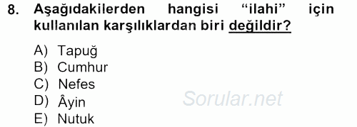 Türk Halk Şiiri 2013 - 2014 Ara Sınavı 8.Soru