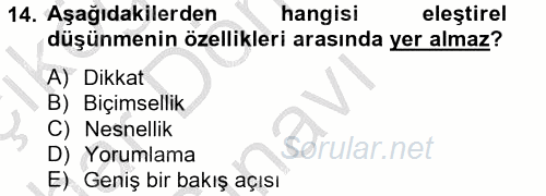 Türk Dili 2 2012 - 2013 Dönem Sonu Sınavı 14.Soru