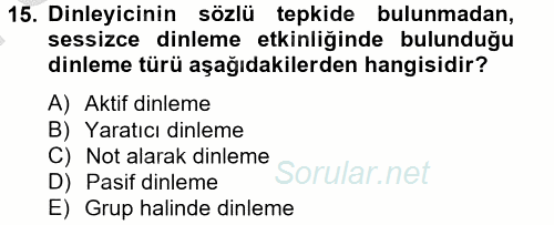 Türk Dili 2 2012 - 2013 Dönem Sonu Sınavı 15.Soru