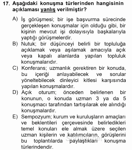 Türk Dili 2 2012 - 2013 Dönem Sonu Sınavı 17.Soru