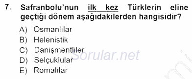 Türkiye´nin Kültürel Mirası 1 2014 - 2015 Dönem Sonu Sınavı 7.Soru