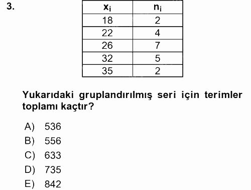 Tıbbi İstatistik 2016 - 2017 Dönem Sonu Sınavı 3.Soru