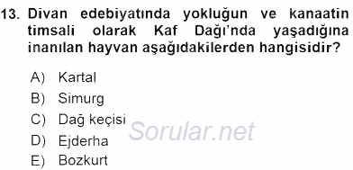 Türk Edebiyatının Mitolojik Kaynakları 2015 - 2016 Dönem Sonu Sınavı 13.Soru