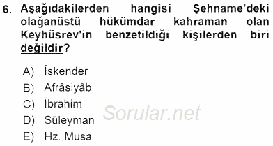 Türk Edebiyatının Mitolojik Kaynakları 2015 - 2016 Dönem Sonu Sınavı 6.Soru