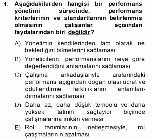 Performans Yönetimi 2014 - 2015 Ara Sınavı 1.Soru
