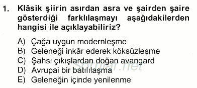 XIX. Yüzyıl Türk Edebiyatı 2012 - 2013 Ara Sınavı 1.Soru