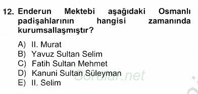 XIX. Yüzyıl Türk Edebiyatı 2012 - 2013 Ara Sınavı 12.Soru