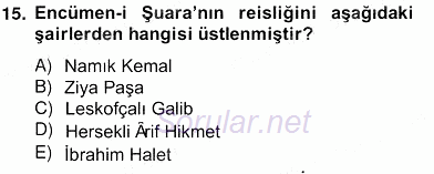 XIX. Yüzyıl Türk Edebiyatı 2012 - 2013 Ara Sınavı 15.Soru