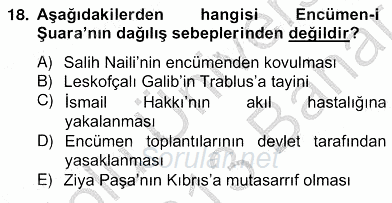 XIX. Yüzyıl Türk Edebiyatı 2012 - 2013 Ara Sınavı 18.Soru