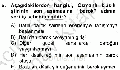 XIX. Yüzyıl Türk Edebiyatı 2012 - 2013 Ara Sınavı 5.Soru