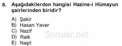 XIX. Yüzyıl Türk Edebiyatı 2012 - 2013 Ara Sınavı 8.Soru