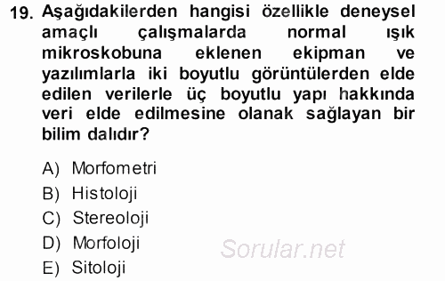 Temel Veteriner Patoloji 2013 - 2014 Ara Sınavı 19.Soru
