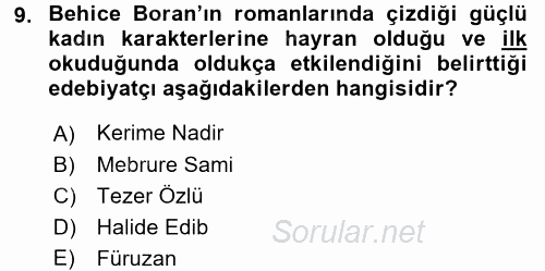 Türk Sosyologları 2015 - 2016 Dönem Sonu Sınavı 9.Soru