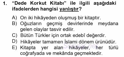 Çağdaş Türk Edebiyatları 2 2012 - 2013 Dönem Sonu Sınavı 1.Soru