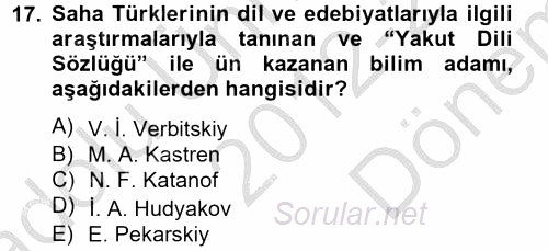 Çağdaş Türk Edebiyatları 2 2012 - 2013 Dönem Sonu Sınavı 17.Soru