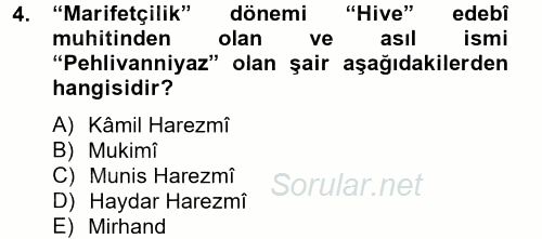 Çağdaş Türk Edebiyatları 2 2012 - 2013 Dönem Sonu Sınavı 4.Soru