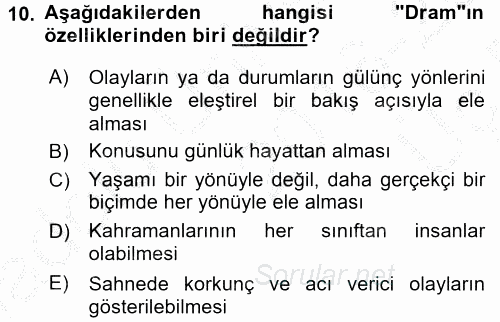 Türk Dili 2 2016 - 2017 3 Ders Sınavı 10.Soru