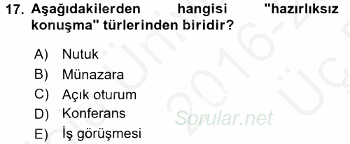 Türk Dili 2 2016 - 2017 3 Ders Sınavı 17.Soru
