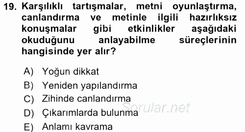 Türk Dili 2 2016 - 2017 3 Ders Sınavı 19.Soru
