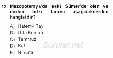 Türk Edebiyatının Mitolojik Kaynakları 2013 - 2014 Dönem Sonu Sınavı 12.Soru