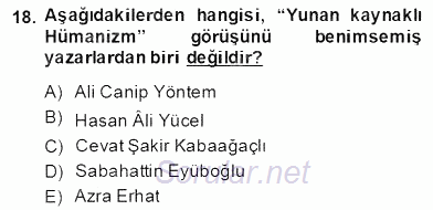 Türk Edebiyatının Mitolojik Kaynakları 2013 - 2014 Dönem Sonu Sınavı 18.Soru