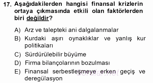Türkiye Ekonomisi 2014 - 2015 Tek Ders Sınavı 17.Soru