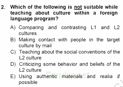 Çocuklara Yabancı Dil Öğretimi 2 2013 - 2014 Dönem Sonu Sınavı 2.Soru