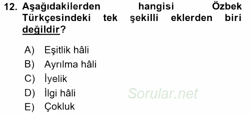Çağdaş Türk Yazı Dilleri 1 2015 - 2016 Tek Ders Sınavı 12.Soru