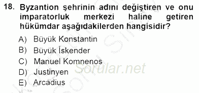 Türkiye´nin Kültürel Mirası 1 2012 - 2013 Dönem Sonu Sınavı 18.Soru