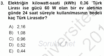 Elektrik Enerjisi Üretimi 2015 - 2016 Ara Sınavı 3.Soru