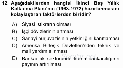 Atatürk İlkeleri Ve İnkılap Tarihi 2 2015 - 2016 Dönem Sonu Sınavı 12.Soru